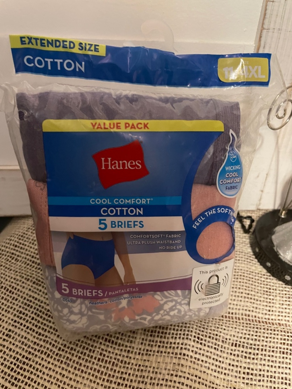 Hanes 5-Pack Cotton Briefs in Heather Gray & Dusty Pink